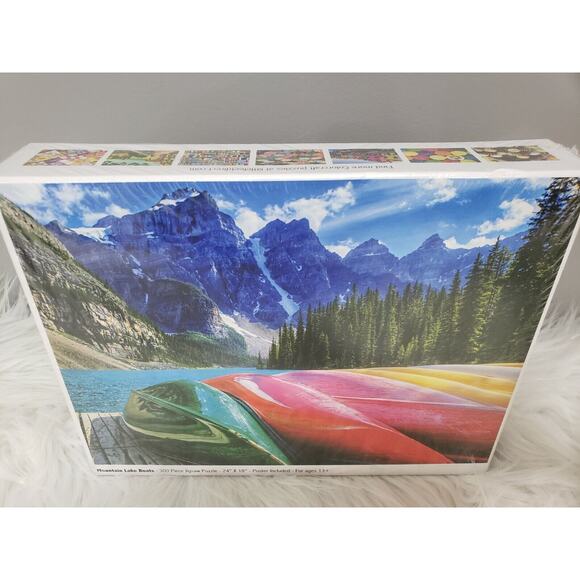 NEW Mountain Lake‎ Boats - 1000 Piece Jigsaw Puzzle Colorful House Water Rainbow - Picture 9 of 10